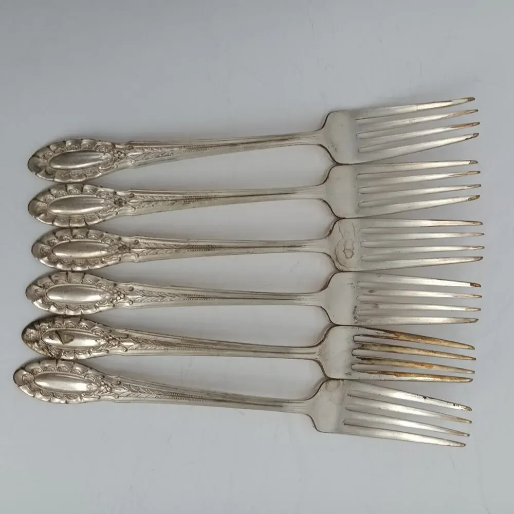 6X DF Wallace Silver Plate Silverplate 1937 SOUTHGATE Dinner Forks